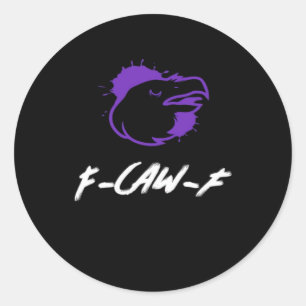 Pegatina Redonda Logotipo de cuervo divertido F-Caw-F – Caws para l
