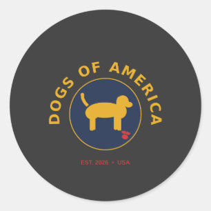 Pegatina Redonda Logotipo de Dogs of America - Insignia de Perro Do