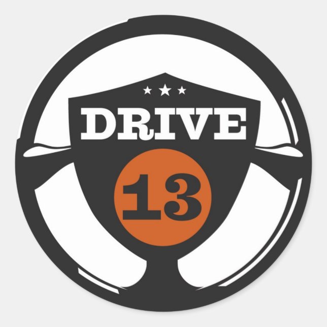 Pegatina Redonda logotipo de drive13logo (Anverso)