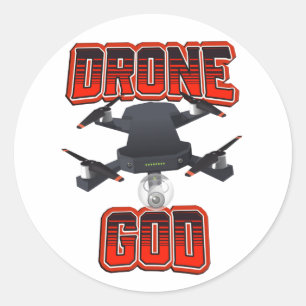Pegatina Redonda logotipo de Drone God