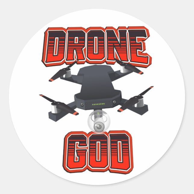 Pegatina Redonda logotipo de Drone God (Anverso)