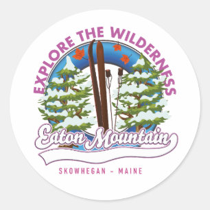 Pegatina Redonda logotipo de Eaton Mountain Skowhegan, Maine