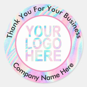 Pegatina Redonda Logotipo de empresa personalizado con texto hologr