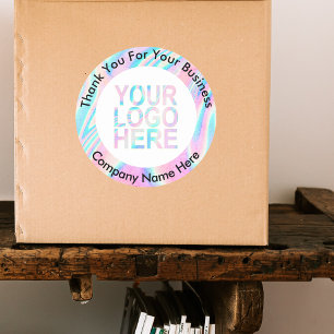Pegatina Redonda Logotipo de empresa personalizado con texto hologr