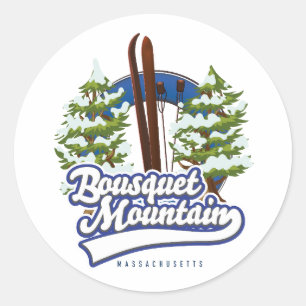 Pegatina Redonda logotipo de esquí de Bousquet Mountain Massachuset