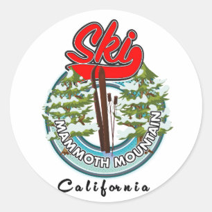 Pegatina Redonda logotipo de esquí de Mammoth Mountain California