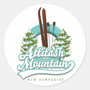 Pegatina Redonda logotipo de esquí de montaña Attitash New Hampshir