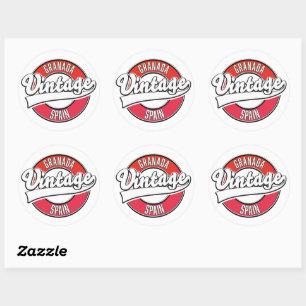 Pegatina Redonda logotipo de estilo vintage de Granada España