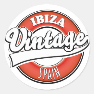 Pegatina Redonda logotipo de estilo vintage de Ibiza España