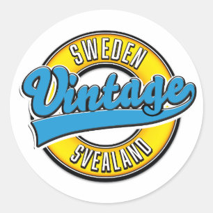 Pegatina Redonda logotipo de estilo vintage de Svealand Suecia