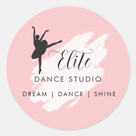 Pegatina Redonda Logotipo de estudio de baile personalizado rosa ba