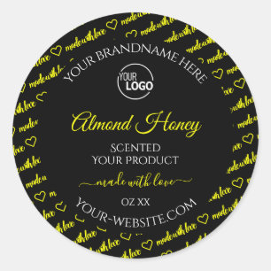 Pegatina Redonda Logotipo de etiquetas de producto Black and Yellow