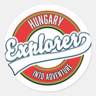 Pegatina Redonda logotipo de explorador de Hungría en la aventura