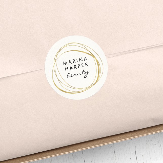 Pegatina Redonda Logotipo de Faux Gold de resumen moderno (Subido por el creador)