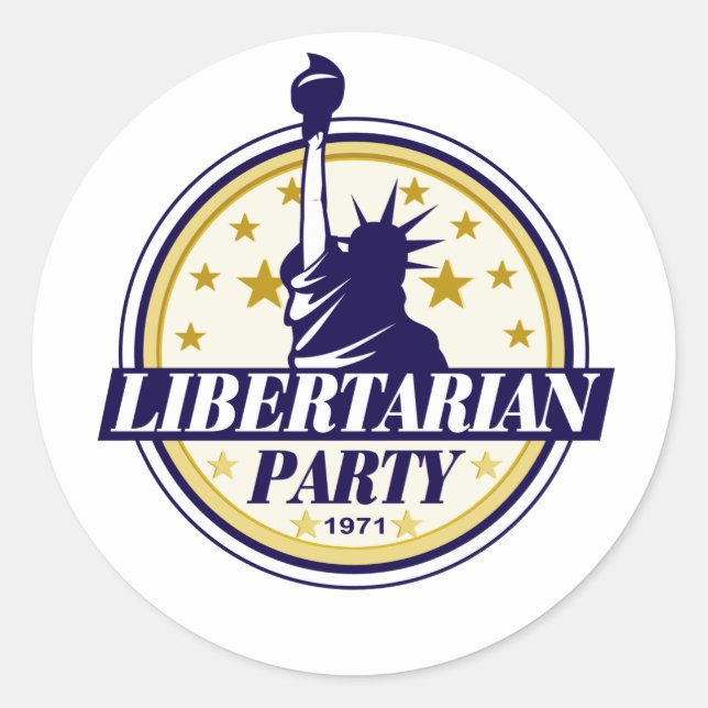 Pegatina Redonda logotipo de fiesta libertario (Anverso)