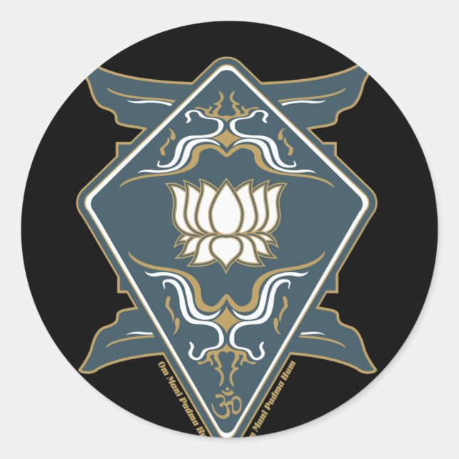 Pegatina Redonda Logotipo de flores de Lotus (Anverso)