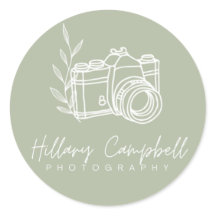 Logotipo de fotografía simple verde salvia promoci