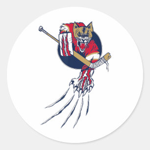 Pegatina Redonda Logotipo de Garras de Hockey de Bestia de Hielo Le