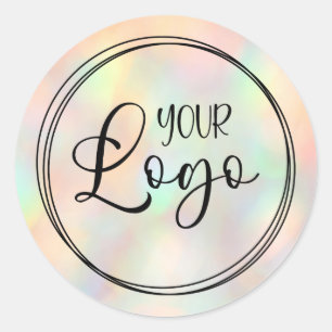Pegatina Redonda Logotipo de gradiente holográfico de melocotón pas