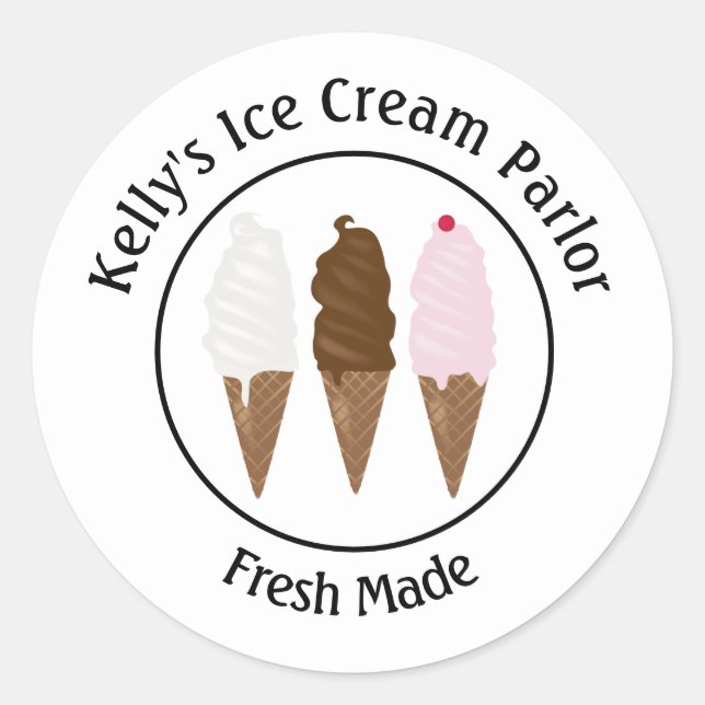 Pegatina Redonda Logotipo de Ice Cream Parlor (Anverso)