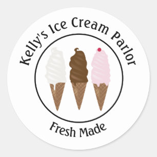Pegatina Redonda Logotipo de Ice Cream Parlor