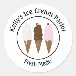 Pegatina Redonda Logotipo de Ice Cream Parlor