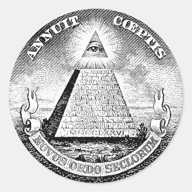 Pegatina Redonda logotipo de illuminati (Anverso)