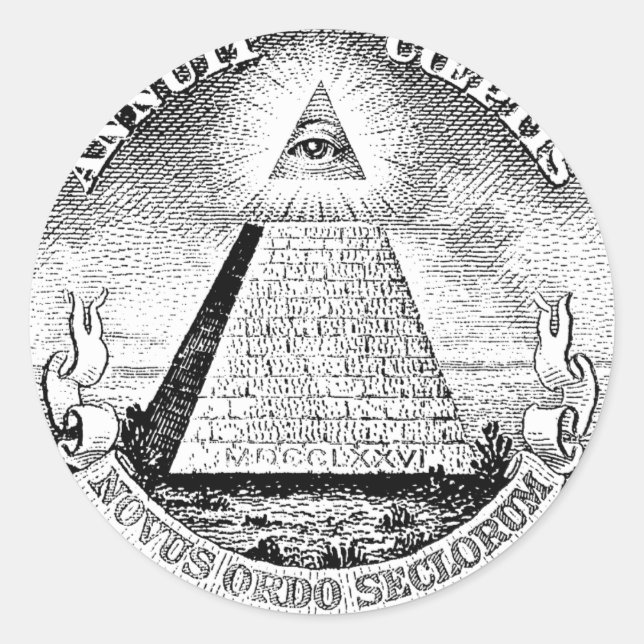 Pegatina Redonda logotipo de illuminati (Anverso)