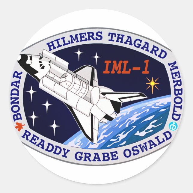 Pegatina Redonda Logotipo de insignia de misión STS-42 (Anverso)