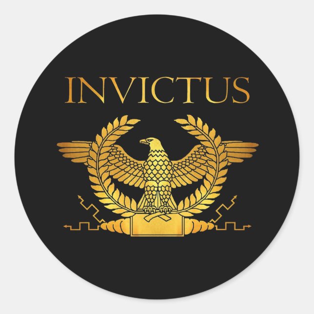 Pegatina Redonda logotipo de invictus (Anverso)