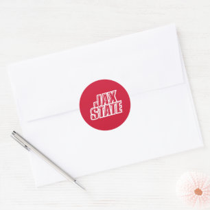 Pegatina Redonda Logotipo de Jacksonville State University JAX STAT