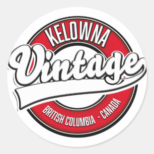 Pegatina Redonda logotipo de Kelowna Columbia Británica Canadá
