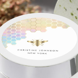 Pegatina Redonda logotipo de la abeja miel