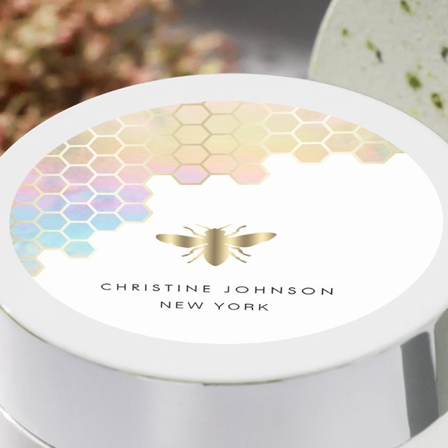 Pegatina Redonda logotipo de la abeja miel (Subido por el creador)