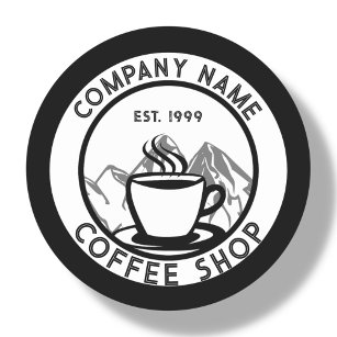 Pegatina Redonda Logotipo de la cafetería personalizado
