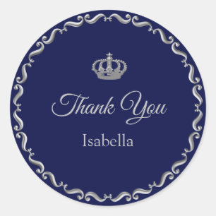 Pegatina Redonda Logotipo de la corona personalizado gracias por el