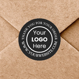 Pegatina Redonda Logotipo de la empresa personalizada negro agradec