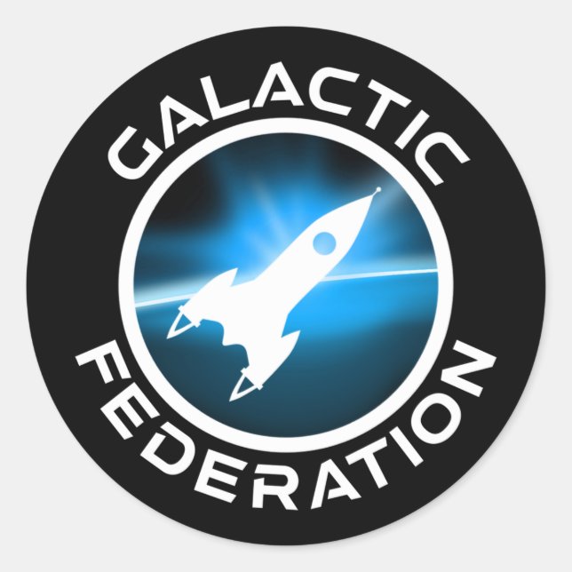 Pegatina Redonda Logotipo de la Federación Galáctica (Anverso)