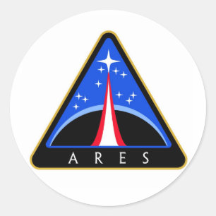 Pegatina Redonda Logotipo de la NASA Ares Rocket