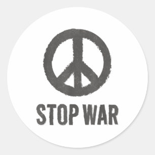 Pegatina Redonda Logotipo de la paz Símbolo hippie Detener la guerr