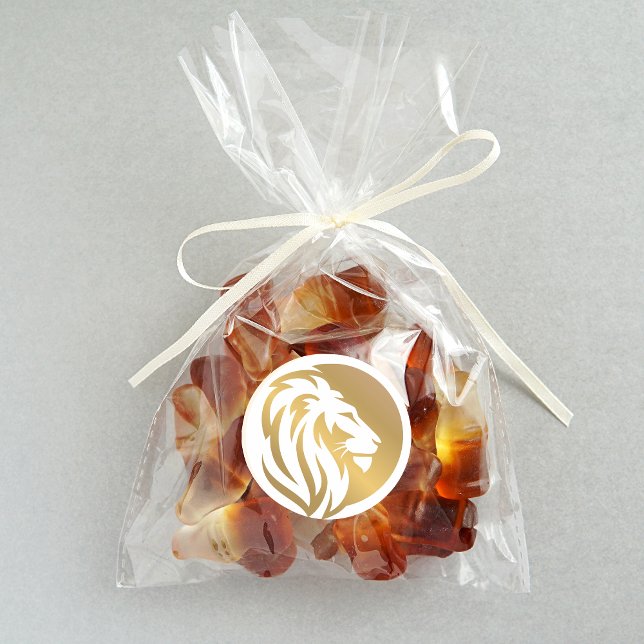 Pegatina Redonda Logotipo de león dorado simple (Subido por el creador)