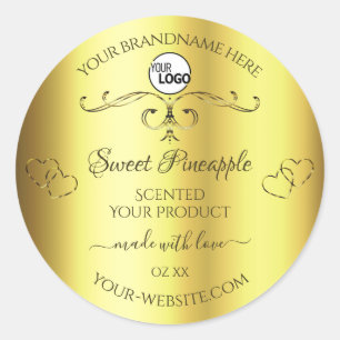 Pegatina Redonda Logotipo de marcas de productos de oro de lujo Orn