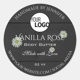 Pegatina Redonda Logotipo de marea negra de grano de madera