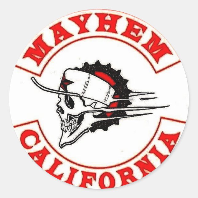 Pegatina Redonda Logotipo de Mayhem Moto (Anverso)