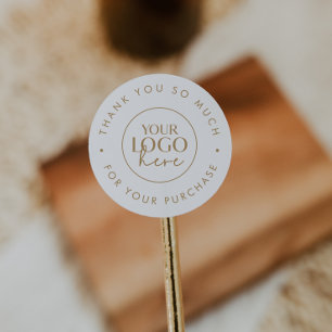 Pegatina Redonda Logotipo de moda Gold Business Gracias Por Pedir