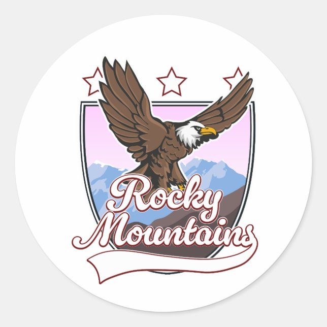 Pegatina Redonda logotipo de Montañas Rocosas (Anverso)