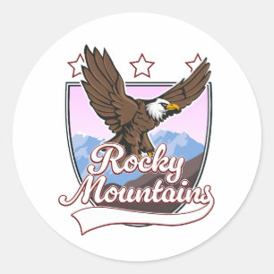 Pegatina Redonda logotipo de Montañas Rocosas
