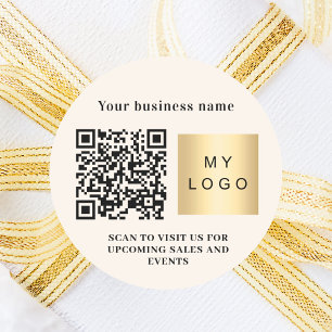 Pegatina Redonda logotipo de negocio de crema código qr