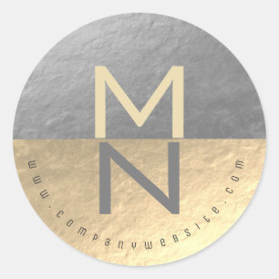 Pegatina Redonda Logotipo de negocio de semicírculo de Relieve meta