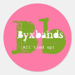 Pegatina Redonda Logotipo de negocio del Monograma Verde y Rosa